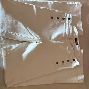 James Jeans White Button-Accent Pants